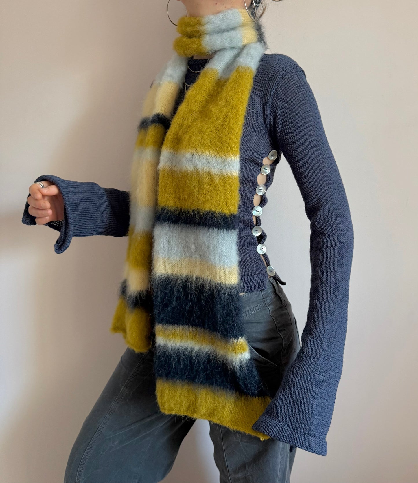 Handmade fluffy extra wide striped scarf - 1 of 1 & pre made