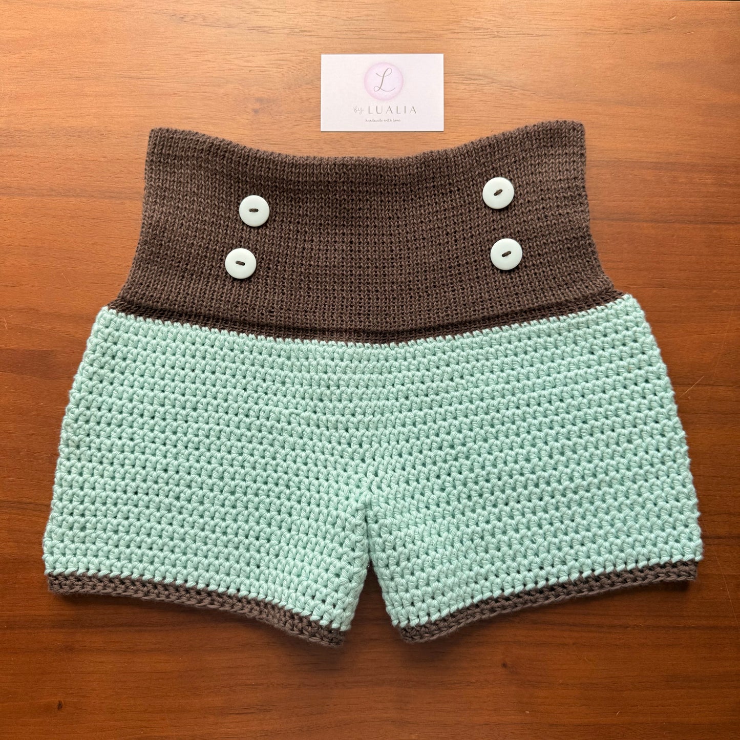Mint Choc Chip Button Shorts - limited edition (pre made in S)