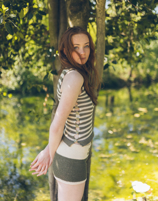 The Willow Button Set  - choose the set or vest/shorts individually 🌿 (pre made in S)