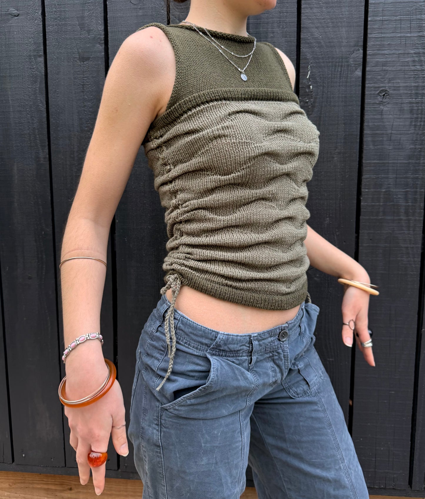 Moss Meadow textured knit vest  - pre made in size S