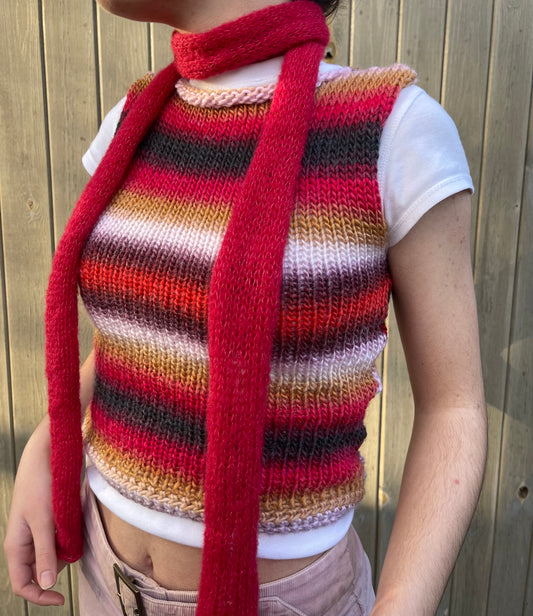 Red mohair knitted scarf, Cover Image