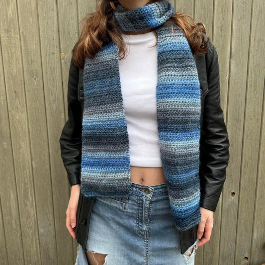 Handmade Blue Daze ombré crochet scarf